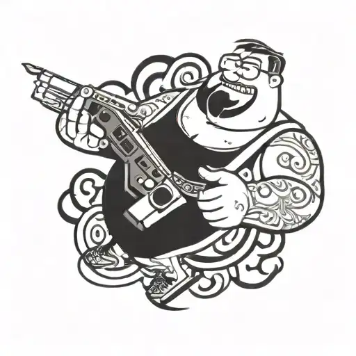 Peter Griffin Playing video Games tattoo design idea
