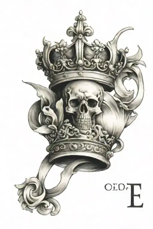 capital E with crown  tattoo design idea