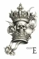 capital E with crown  tattoo design idea