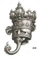 capital E with crown  tattoo design idea