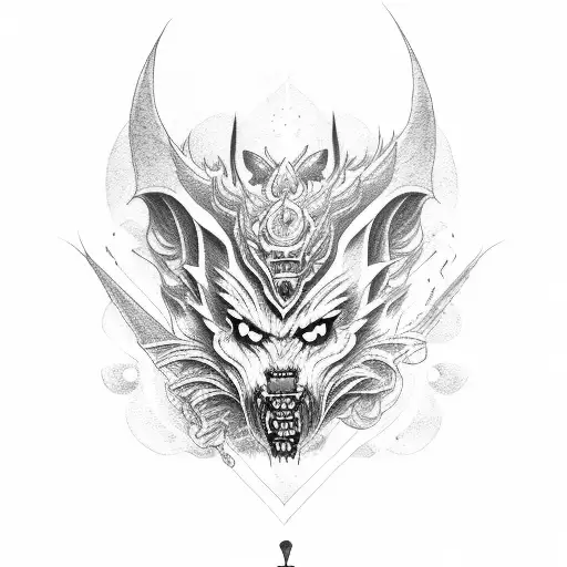 sexy succubus vs werewolf tattoo design idea
