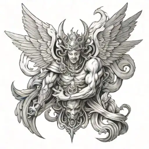 angels and demons tattoo design idea