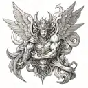 angels and demons tattoo design idea