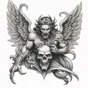 angels and demons tattoo design idea