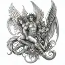 angels and demons tattoo design idea