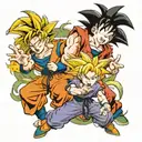 dragonball goku gohan goten father son kamehameha All in colour tattoo design idea