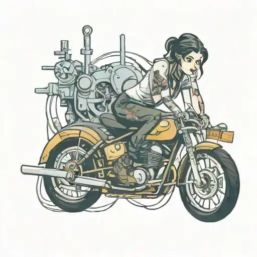 female vehicle mechanic suicide survivor tattoo design idea