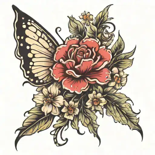 flowers, fairy  tattoo design idea