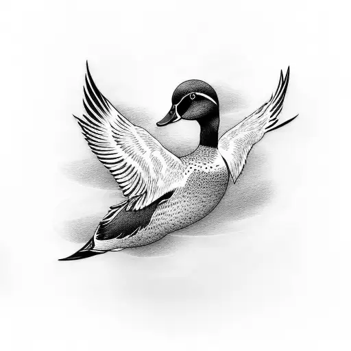 pintail duck flying tattoo design idea
