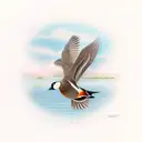 pintail duck flying tattoo design idea