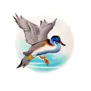pintail duck flying tattoo design idea