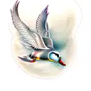 pintail duck flying tattoo design idea