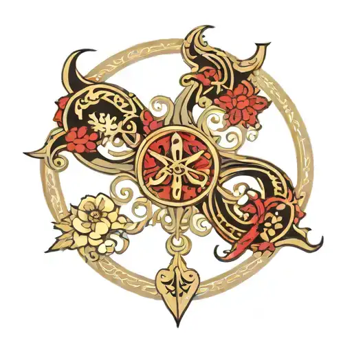 Trinacria symbol surrounded by intricate tattoo design idea