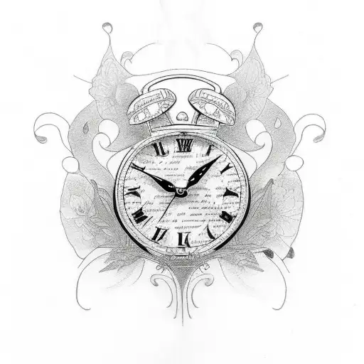 Create a tattoo design featuring a butterfly and a clock tattoo design idea