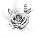 Rose, Clock, Butterflies tattoo design idea