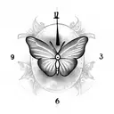 Create a tattoo design featuring a butterfly and a clock tattoo design idea