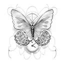 Create a tattoo design featuring a butterfly and a clock tattoo design idea