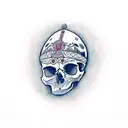 skull and our lady Guadalupe  tattoo design idea