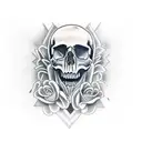 skull and our lady Guadalupe  tattoo design idea