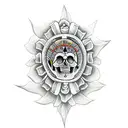 skull and our lady Guadalupe  tattoo design idea