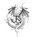 dragon, lightning, god,  tattoo design idea