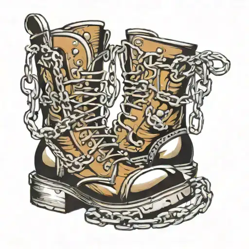 boots with chains tattoo design idea