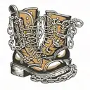 boots with chains tattoo design idea