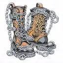 boots with chains tattoo design idea