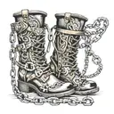 boots with chains tattoo design idea