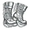 boots with chains tattoo design idea