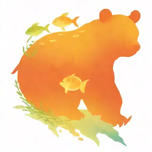 bear with sea turtle and tuna tattoo design idea