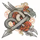 snake with sword tattoo design idea