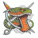 snake with sword tattoo design idea