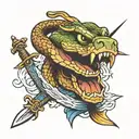 snake with sword tattoo design idea