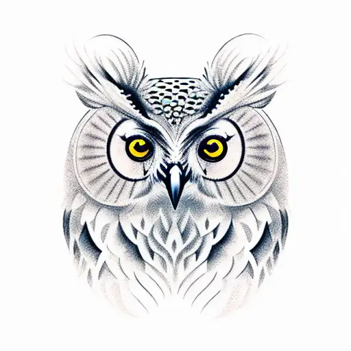 owl with fox face combined tattoo design idea