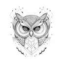 owl with fox face combined tattoo design idea