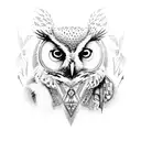 owl with fox face combined tattoo design idea