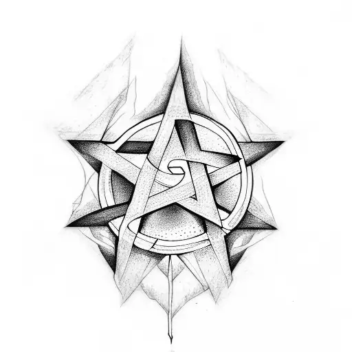 pentagram hand  tattoo design idea