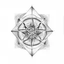 pentagram hand  tattoo design idea