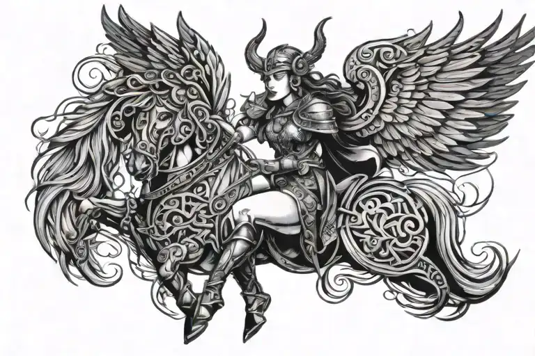 Valkyrie warrior with intricate tattoo design idea