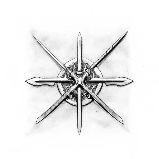 Sword, jesus, crown of thorns, angles tattoo design idea