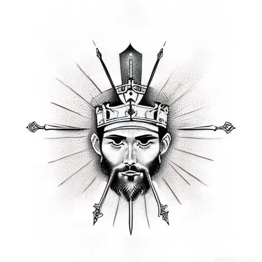 Sword, jesus, crown of thorns, angles tattoo design idea