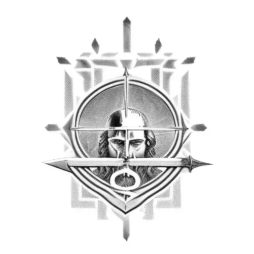 Sword, jesus, crown of thorns, angles tattoo design idea