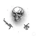 Skull and gun tattoo design idea