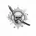 Skull and gun tattoo design idea