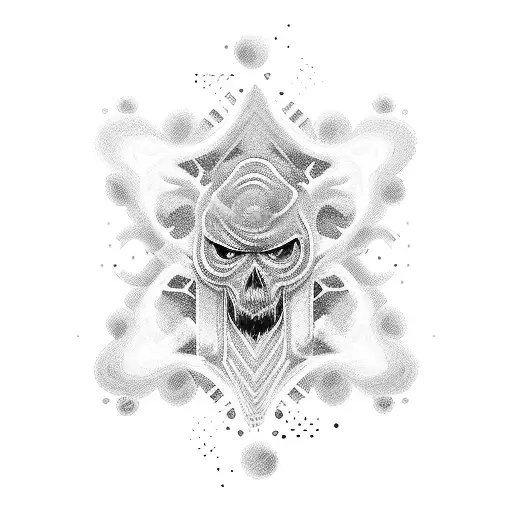 A pixelated video game character surrounded by a swirling vortex of color tattoo design idea