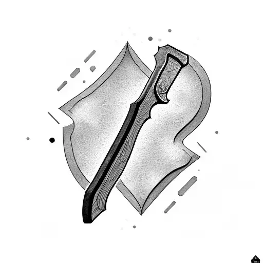 A hatchet on a bed of coals tattoo design idea