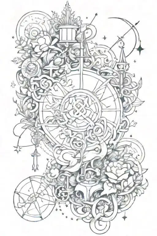 That sounds like a powerful and meaningful combination! Here's how you could incorporate all these elements into a cohes tattoo design idea