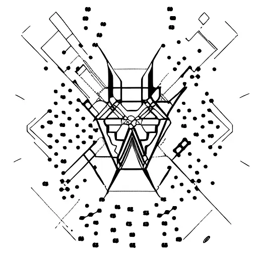 graphic style, thin straight lines of abstraction, binary code, universe, future, cyberpunk, scat, travel, fearless tattoo design idea