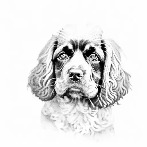 black cocker spaniel portrait tattoo design idea